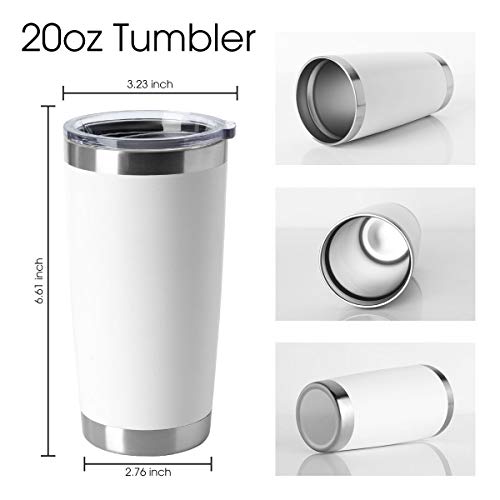 HASLE OUTFITTERS 20oz Tumblers Bulk Stainless Steel Cup with Lid Double Wall Vacuum Insulated Coffee Mug for Cold & Hot Drinks 1 Pack, White - color: White-A, size: 1 Count (Pack of 1)
