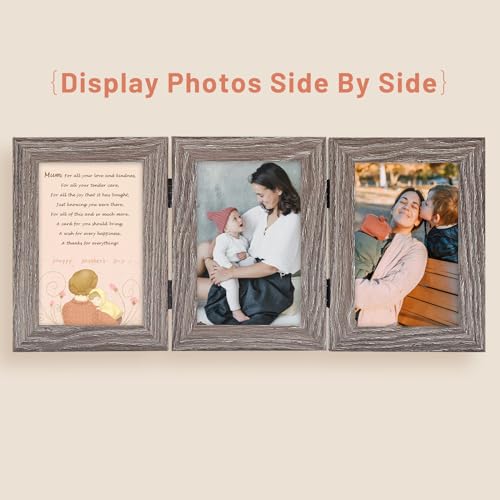 Golden State Art, 4x6 Triple Picture Frame Grey- Real Glass, 2 Pack | Trifold Photo Frame Vertical Display for Desktop - Three Folding Picture Collage - color: Gray, size: 4x6(2 Pack)