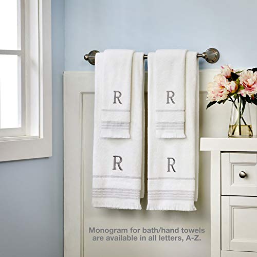 SKL Home Casual Monogram Hand Towel Set, A, 16x26, White 2 Count - color: Casual Monogram Hand Towel Set, size: Hand Towel Set, style: A