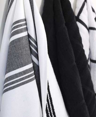 All-Clad Dual-Purpose Kitchen Towels: Highly Absorbent - 100% Cotton, 17"x30" Dish Towels for Cleaning & Drying Dishes & Glassware, 3-Pack, Black - color: Black