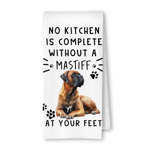 Mastiff Funny Dog Kitchen Dish Towels - Mastiff Waffle Weave Hand Towels,A Kitchen is Not Complete Without A MastiffHand Towel for Home Bathroom,Dog Lovers Gift,16×24 Inch - color: Mastiff at Your Feet