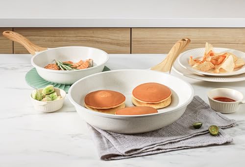 SENSARTE Nonstick Ceramic Cookware Set, 13-pcs Non-toxic Pots and Pans Set | Healthy Kitchen Cooking Set with Stay-Cool Handles, Silicone Tools and Pot Protectors, PFAS Free - color: White
