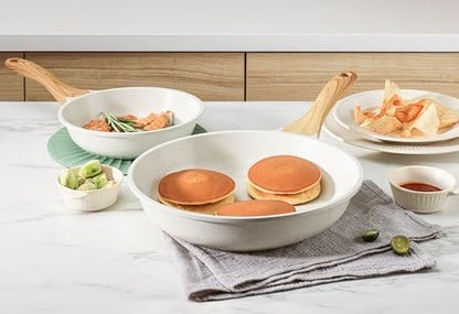 SENSARTE Nonstick Ceramic Cookware Set, 13-pcs Non-toxic Pots and Pans Set | Healthy Kitchen Cooking Set with Stay-Cool Handles, Silicone Tools and Pot Protectors, PFAS Free - color: White