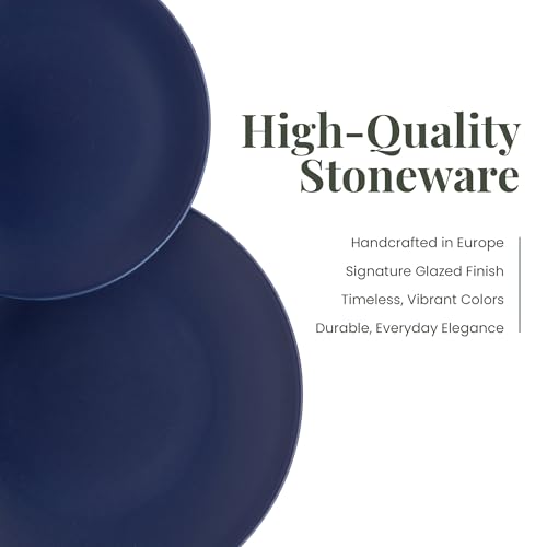 Larder & Vine Stoneware Dinnerware Set, 16 Piece, 4 Place Settings, Made in Portugal, Indigo - color: Indigo
