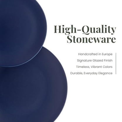 Larder & Vine Stoneware Dinnerware Set, 16 Piece, 4 Place Settings, Made in Portugal, Indigo - color: Indigo