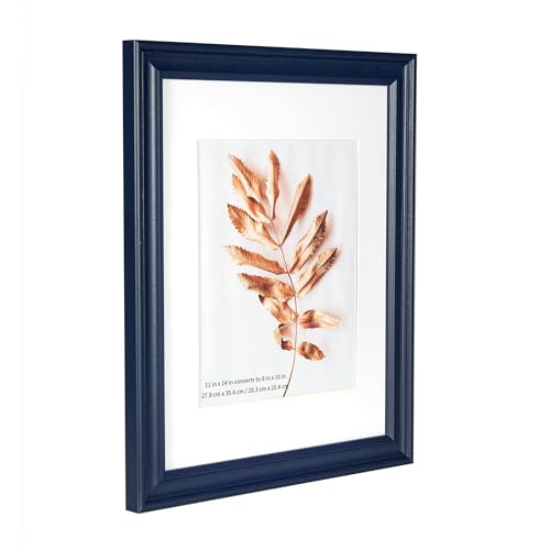 Navy Blue 11x14 Picture Frame, Display Pictures 8x10 with Mat or 11x14 Without Mat, Wall Hanging Photo Frame, 1 Pack - color: Navy Blue, size: 11x14-1P
