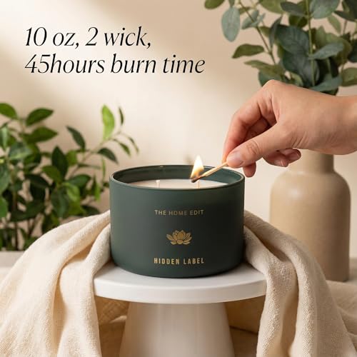 Hidden Label Marine Flower Soy Candle, 10 oz 2-Wick | Soy wax jar candle, up to 45 hours, fresh floral marine scent for bath, bedroom, living room and gifts - color: Marine Flower
