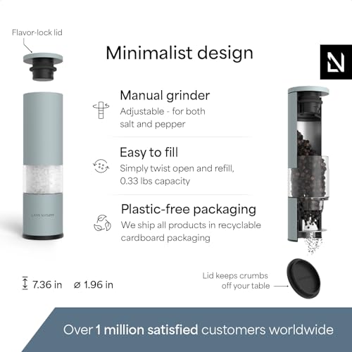LARS NYSØM Salt and Pepper Grinder Set Manual, Stainless Steel Salt and Pepper Mills with Adjustable Ceramic Grinder I Design Spice Shakers (Sky Blue) - color: Sky Blue, size: Set of two manual grinders