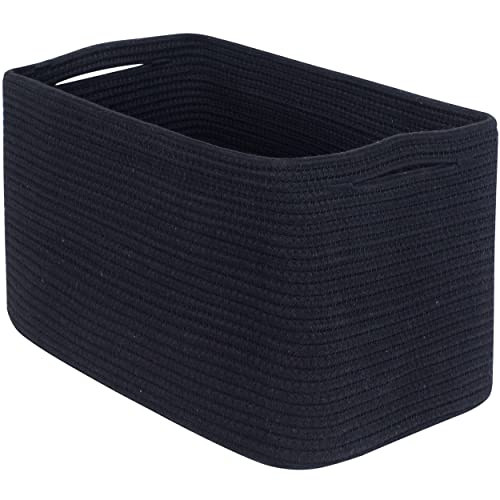 Storage Basket for Shelves, Decorative Baskets for Organizing, Book Basket, Storage Cube Bin Box, Woven Closet Organizer, Pantry Closet and Shoe Basket, Full Black - color: Full Black