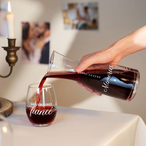 AW BRIDAL Engagement Gifts for Couples Wine Glasses Set, 2026 Fiance Gifts for Women and Newly Wed, Wedding Gift for Bride and Groom, Wine Decanter Set for Engagement and Bridal Shower - style: Wine Decanter-Fiance