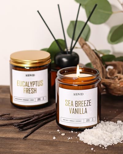 AOOVOO Scented Candles - 4PC Candle Set, 36 oz Soy Candles | Soy Candle for Home Scented, Lavender/Vanilla/Eucalyptus/Sage - style: Lavender/Vanilla/Eucalyptus/Sage