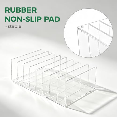 8 Compartments Clear Acrylic Mail Holder – Vertical Letter Sorter & Multifunction Desk Organizer for Bills, Documents, Notebooks – Modern Office/Home Envelope File Rack - size: 8 Compartments