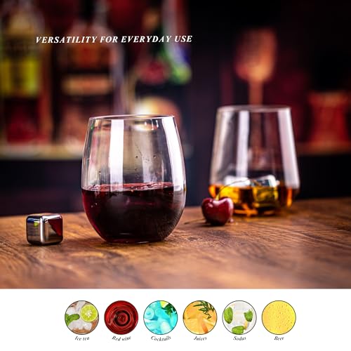 18oz Clear Stemless Wines Cups (Set of 6), Shatter-Proof Acrylic Glasses Drinkware, Reusable Plastic Bar Glasses, BPA-Free, Dishwasher-Safe - color: Clear