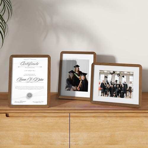 8.5 by 11 Picture Frame | Solid Oak Wood 8.5x11 Frame | 8 1/2 x 11 Diploma Frame With Mat For 6x8 | Plexiglas & Hanging Hardware Included | Certificate Document Frame Wood (Walnut, 1 Pack) - color: Walnut, size: 8.5''x11''-1P