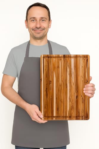Teakhaus Carving Board and EON Cutting Board Oil Set - Large (L) Teak Wood Cutting Board with Juice Groovel & Food-Grade Mineral Oil - 20”L x 15”W x 1.5” Thick - FSC Certified - color: Cutting Board with Maintenance Oil, size: Large (20 inch x 15 inch x 1