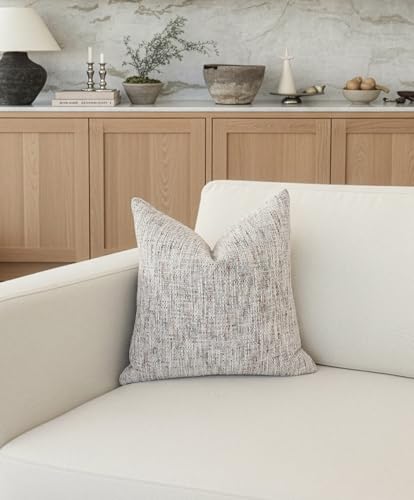Textured Chenille Throw Pillow Cover 20x20 Inch Soft Neutral Woven Accent Boho Farmhouse Square Decorative Cushion Case for Modern Home Decor Bed Sofa Couch Living Room - size: 20" x 20" (Pack of 1)