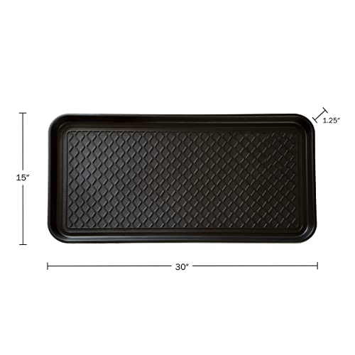 All-Weather Indoor and Outdoor Mat and Boot Tray 2 Pack (Black) by Stalwart