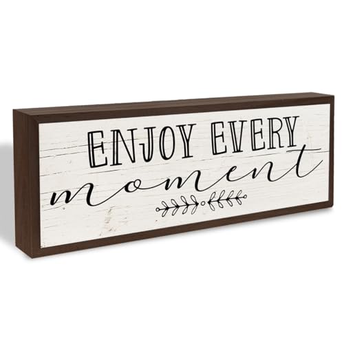 Inspirational Wood Decors, Enjoy Every Moment Sign, Decorative Wooden Wall Plaque, Wall Decor Art, Home Decor for Living Room, Housewarming Gift 9.5x3.1x1 inches - color: style 26