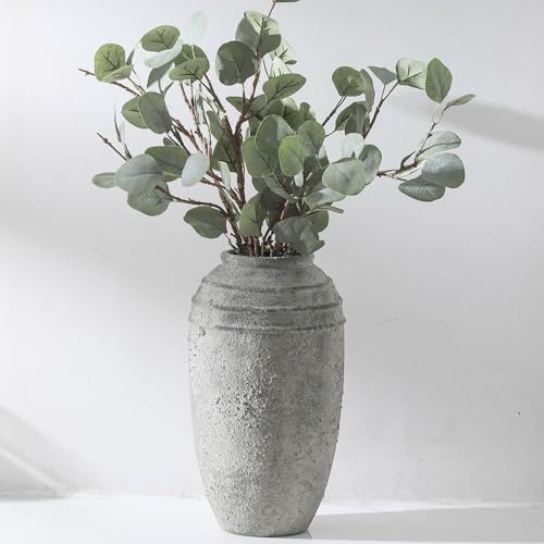 Large Ceramic Flower Vase, 12.87 Inch Tall Vase for Home Decor | Vintage Pottery Vase Adds Rustic Farmhouse Charm to Living Room, Shelf, Entryway and Table Decor, Ideal for Pampas Grass - color: 101-3-12.87in
