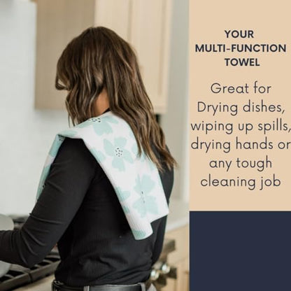 Kitchen Towels, Dish Towels for Kitchen, 3 Pc Kitchen Towel Set | Microfiber Waffle Towels, 16 x 26 inches, with Hanging Loops, Reusable Tea Towels, Cute Kitchen Towels - 3 Pack - color: Aqua