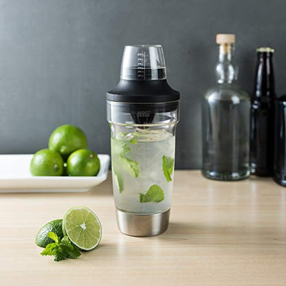 Host All in One Cocktail Shaker Set with Measurements, Reamer, Bottle Opener, Strainer and Jigger for Cold Brew Cocktails, Home Bar, Bartending, Camping, Picnic, Outdoor Party, On the Go, 18 oz - style: All in One Shaker