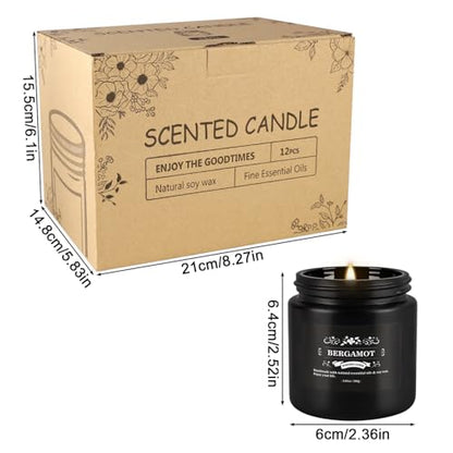 WPONSZU 12 Pcs Halloween Scented Candles with Added Natural Essential Oils, 3.05oz, Suitable for Various Festivals, Parties, Yoga, and Home Scene(Black) - color: Black