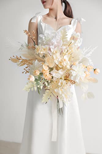 Serra Flora Artificial Greenery Spray Box Set(Pack of 19pcs) with 7 Kinds of DIY Wedding Bouquet Filler Table Centerpieces and Floral Arrangement (Champagne) - color: Champagne