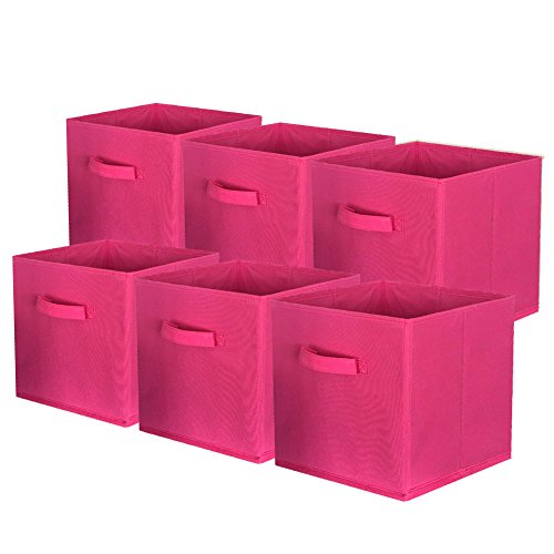 ShellKingdom Storage Bins, Foldable Fabric Storage Cubes And Cloth Storage | Storage Organizer For Closet And Toys, 10.5x10.5x11 INCH, 6 Pack (Fuchsia) - color: Fuchsia, size: 6