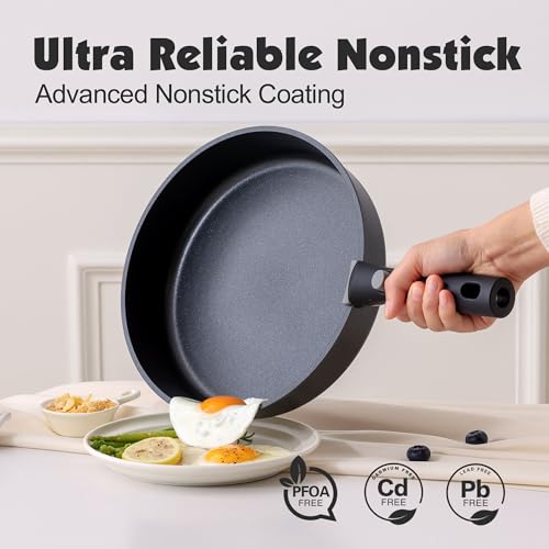 SENSARTE 17 Piece Nonstick Detachable Handle Pots and Pans Set Black | Removable Handle Cookware Set, Induction Cookware Set with Removable Handle, Healthy Non Stick for RV, Dishwasher ＆ Oven Safe - color: Black, size: 17 Piece