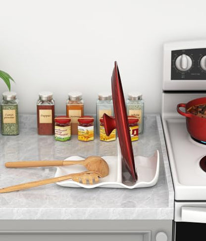 Spoon Rest for Stove Top, Spatula Rest & Kitchens Utensils Holde | Ceramic Pot Lid Holder, Large Spoon Rests for Kitchen Counter, Protects Stove Top and Countertops, Modern Kitchen Accessories