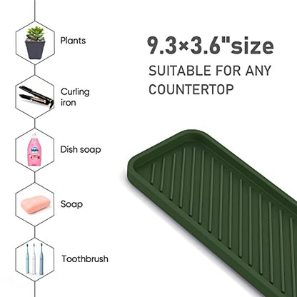 Silicone Sponge Holder, Kitchen Sink Organizer Tray（Green） | Sponge Caddy Dish Soap Holder, Scrubber, Soap Dispenser, Scouring Pad - color: G-ge, size: 9.3x3.6inch