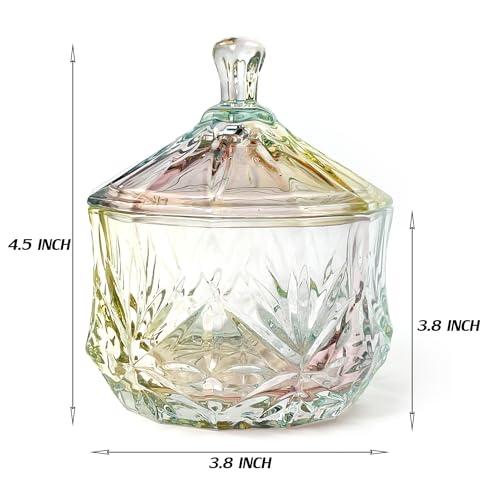 Colorful Crystal Glass Candy Snack Barrel Storage Jar Embossed Luxury Cookie Buffet Canister With Lids Jewelry Box Jar Biscuit Containers - color: Treasure Box