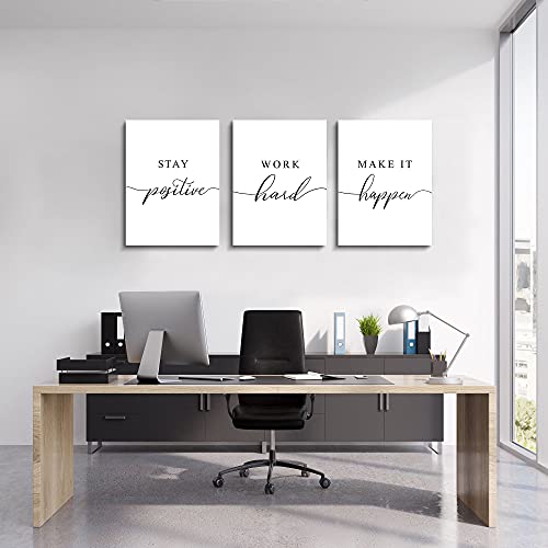 Framed Canvas Wall Art Positive Quote, Office Art, White Large Poster, Motivational Artwork Set of 3 Prints, Inspirational Poster Prints (G-3pcs,12x16inchx3pcs) - color: G-3pcs, size: 12x16inchx3pcs