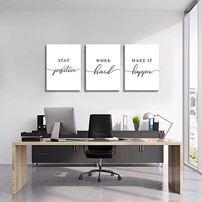 Framed Canvas Wall Art Positive Quote, Office Art, White Large Poster, Motivational Artwork Set of 3 Prints, Inspirational Poster Prints (G-3pcs,12x16inchx3pcs) - color: G-3pcs, size: 12x16inchx3pcs