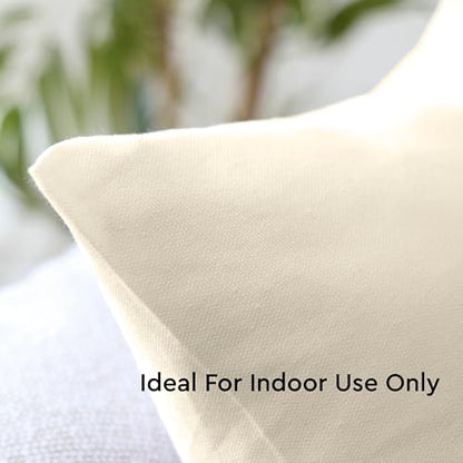 Encasa XO Throw Pillow Covers, Cotton, No Inserts 12"x12" Natural | Durable Cotton Canvas | Concealed Invisible Zipper | Ideal for DIY & Embroidery | Living Room & Couch | Set of 2 - color: Natural, size: 12" x 12" (Pack of 2)