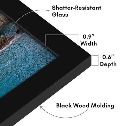 Americanflat 8x10 Picture Frame 2-Pack - Engineered Wood - Black | Shatter-resistant glass, wall or tabletop display with included easel, sawtooth hangers included - color: Black, size: 8X10, style: 2 Pack