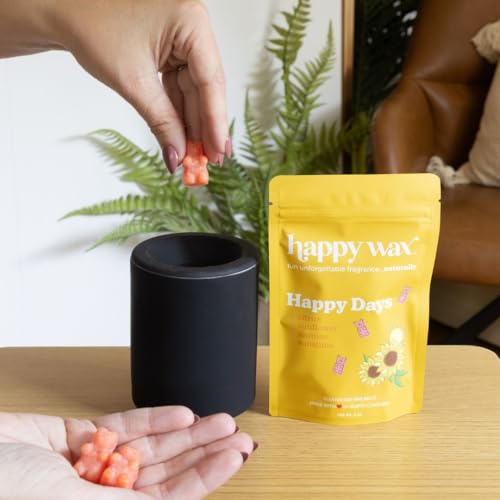 Happy Wax Black Mini Mod Warmer for Scented Wax - Small Tabletop with Timer - Electric, Ceramic with Removable No Mess Silicone Dish - color: Black