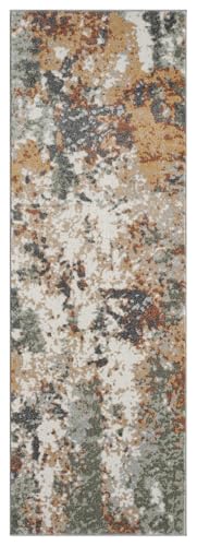 Keen Home Design Abstract Non-Shedding Runner Rug, Soft Thick Pile, 2x10 | Polypropylene High Pile, Jute Back; Ideal For Hallway, Bedside, Landing, Home Office - color: Skies Green, size: 2'8" x 9'11" (Runner)