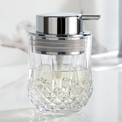 Enra Glass Soap Dispenser with Silver Pump, Lotion Dispenser for Bathroom | Refillable Liquid Soap Bottle with Clear Glass Design.Ideal for Bathroom, Kitchen Sinks,Countertops and Vanity Spaces. - color: Clear-silver Liquid Pump
