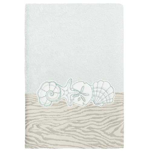 Seaside 4-Piece Luxury Towel Set, Sparkling Seashell Applique, Plush Turkish Cotton, Durable & Quick Dry, Nautical Bath Ensemble, 2 Bath 2 Hand Towels, Aqua - color: Aqua, size: 2 Pcs Bath 2 Pcs Hand Towel