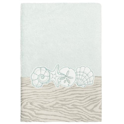 Seaside 4-Piece Luxury Towel Set, Sparkling Seashell Applique, Plush Turkish Cotton, Durable & Quick Dry, Nautical Bath Ensemble, 2 Bath 2 Hand Towels, Aqua - color: Aqua, size: 2 Pcs Bath 2 Pcs Hand Towel