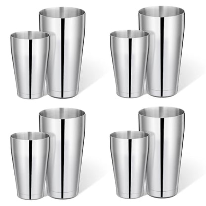 Mwellewm 8 Pcs Cocktail Shaker Boston Shaker Set Professional Bartender Kit Bar Stainless Steel Drink Shaker Bartending Martini Tin with 18oz & 28oz Mixed Alcohol Tool for Beginner(Silver) - color: Silver