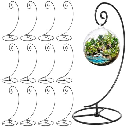 12 Pcs Ornament Display Stand 11 Inch Black Metal Stand for Hanging Glass Globe Terrariums, Witch Ball Festivals Wedding Ornament and Home Office Party Decor(Spiral) - style: Spiral