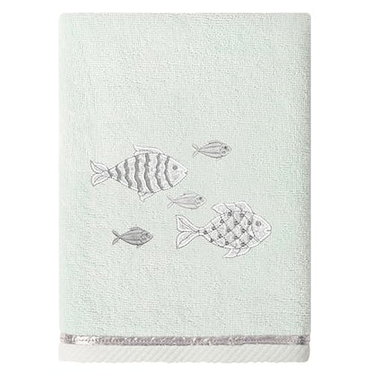 Treasure 4-Piece Premium Towel Set, Sparkling Applique Fish, Ultra Plush Turkish Cotton, Durable, Perfect for Bathroom, 2 Bath 2 Hand Towels, Aqua - color: Aqua, size: 2 Pcs Bath 2 Pcs Hand Towel