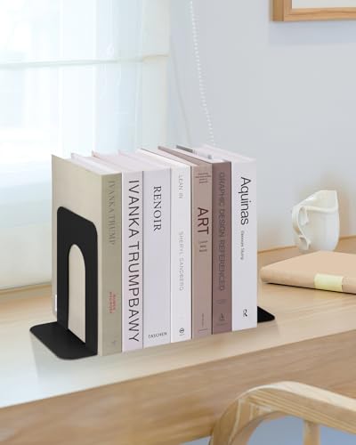Honagu Bookends, Metal Book Ends, Bookends for Shelves, Book Holder Stopper for Heavy Books, /CDs/DVDs (1 Pairs/2 Pieces, Black) - color: Black