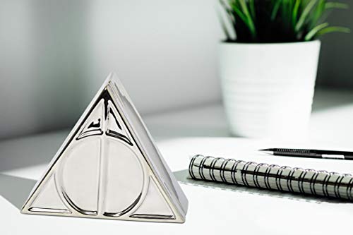 Harry Potter Deathly Hallows Silver Trinket Box - Ceramic Deathly Hallows Symbol Design with Lid - Great Gift for Any Fan - 12 oz
