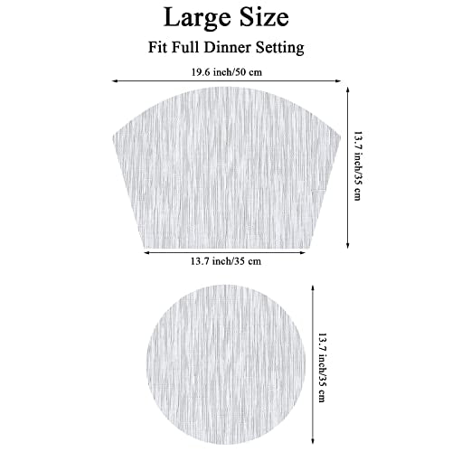 SHACOS Large Size Wedge Placemats with Centerpiece Round Mat Set of 5 Round Table Place Mats Washable Dining Table Placemats Reversible, Gray White - color: Gray White