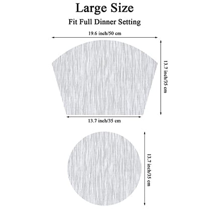 SHACOS Large Size Wedge Placemats with Centerpiece Round Mat Set of 5 Round Table Place Mats Washable Dining Table Placemats Reversible, Gray White - color: Gray White