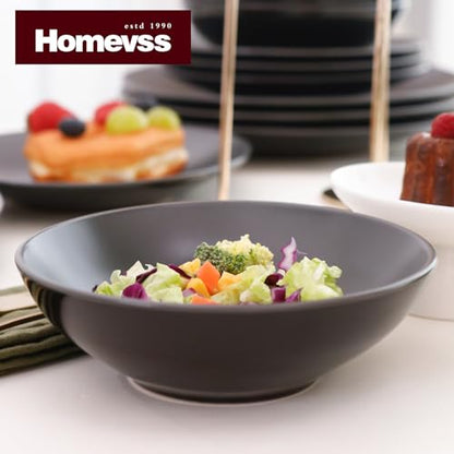 Stoneware Two-Tone Colors Life 12pc Dinner Set，Outside Shiny Black + Inside Matte Glaze Warm Grey - color: Warm Grey, size: 12pc Set