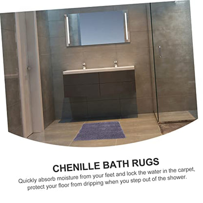 Alipis Chenille Bath Rugs Absorbent Non-Slip Mat Luxury Bathroom Rug for Shower